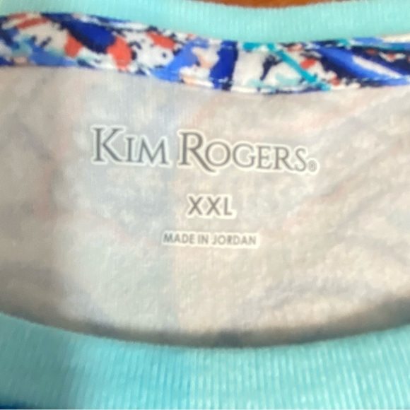 KIM ROGERS women's plus size XXL multi color paisley classic tee 100% cotton - Picture 6 of 9